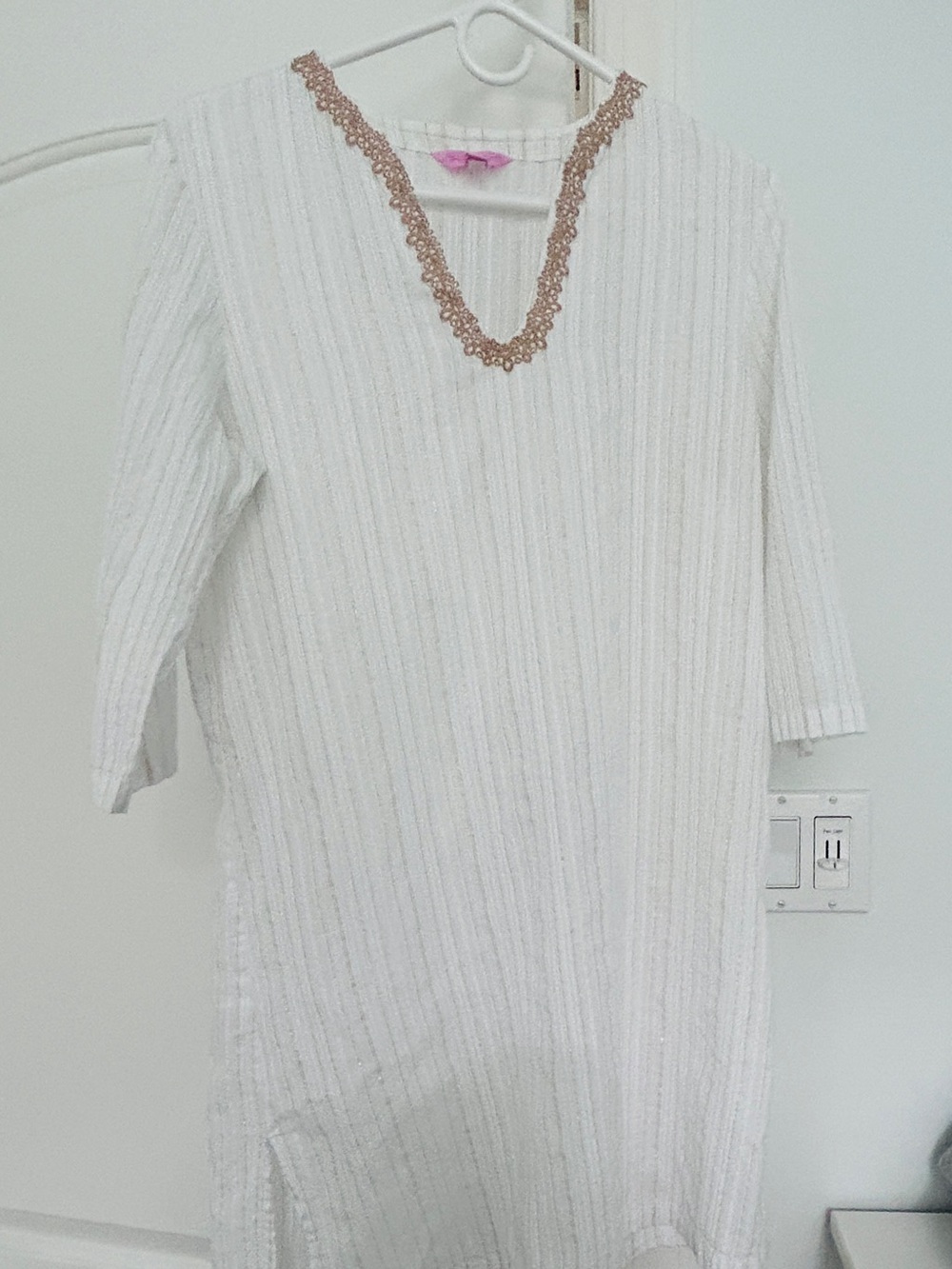 Lilly Pulitzer Esme Lurex Stripe Cover Up White Gold M